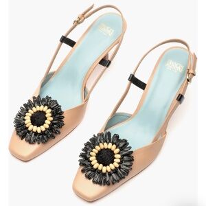 NWT Frances Valentine Liza Raffia Slingback Pump - Size 9